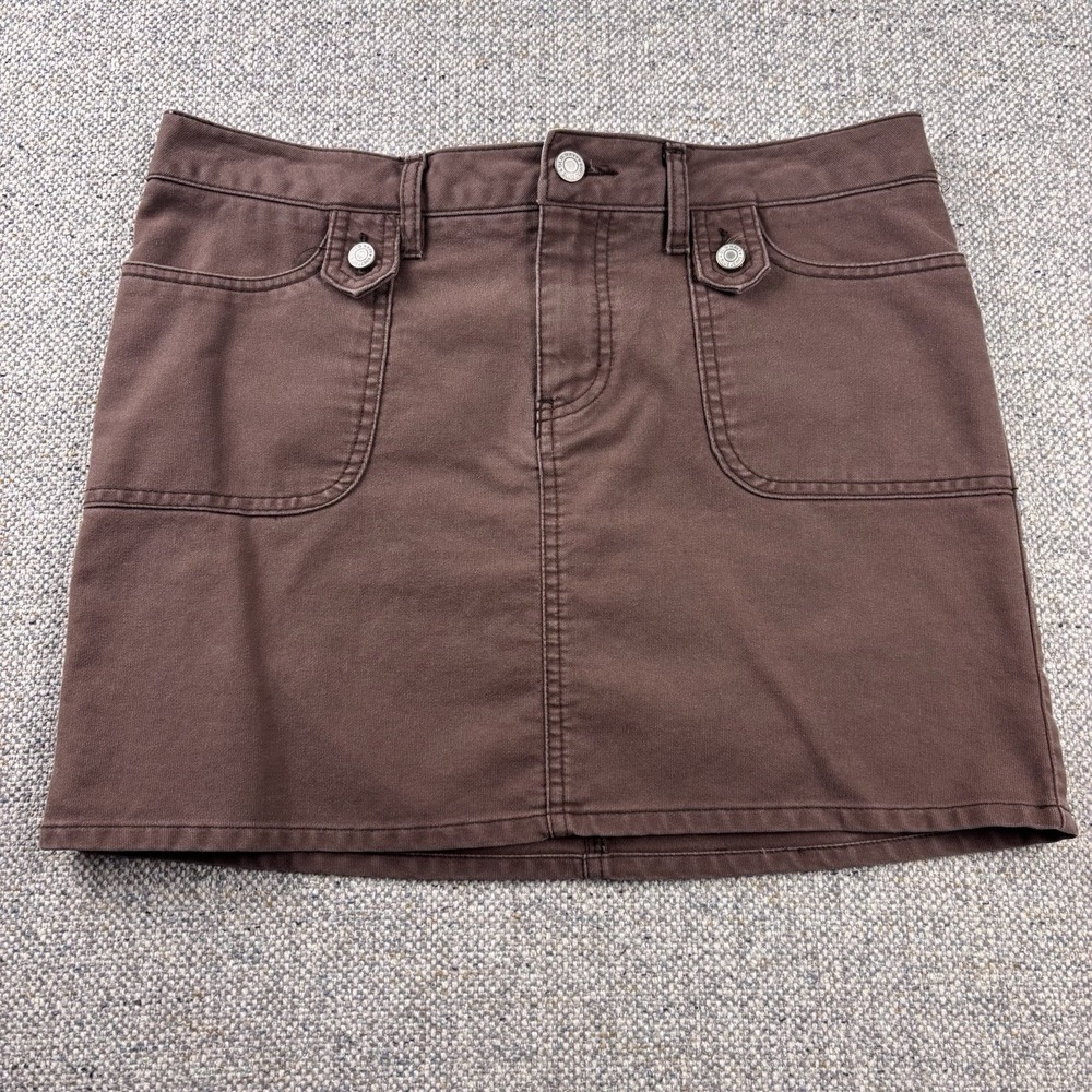 VTG Y2K-era Old Navy Ultra Low Waist Mini Skirt Classic Mocha Brown Size 6